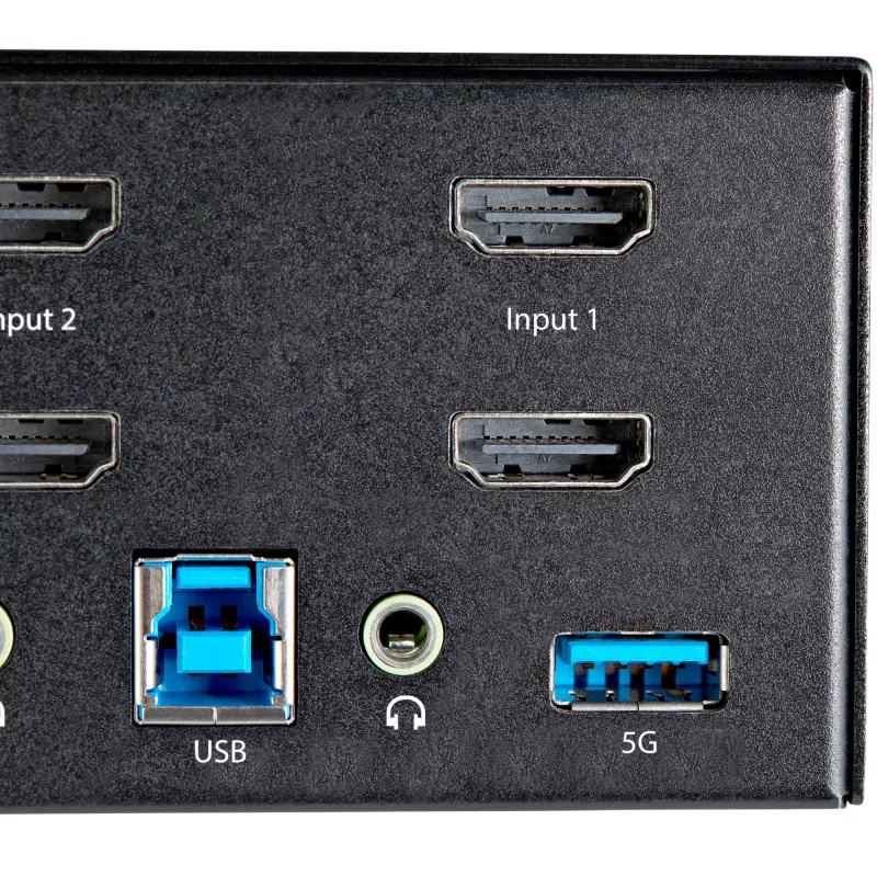 StarTech.com 2 Portu Divu Monitoru HDMI KVM Slēdzis - 4K 60Hz Ultra HD HDR - Galda 4K HDMI 2.0 KVM Slēdzis ar 2 Portu USB 3.0 Centrmezglu (5Gbps) un 4x USB 2.0 HID, Audio - Karsto Taustiņu Pārslēgšana - TAA