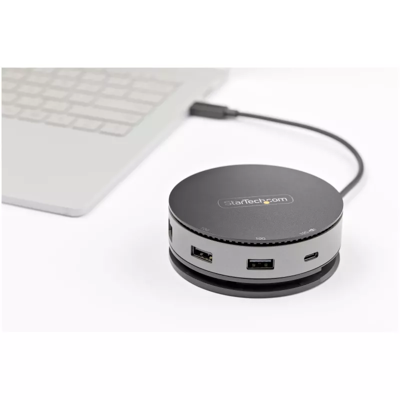 StarTech.com USB C daudzfunkciju adapteris - USB 3.1 Gen 2 10 Gbps Type-C mini dokotājs ar 4K 60 Hz HDMI/DisplayPort vai 1080p VGA - 75 W PD caurlaide, 3 portu USB centrmezgls, GbE - mobilā dokošanas stacija