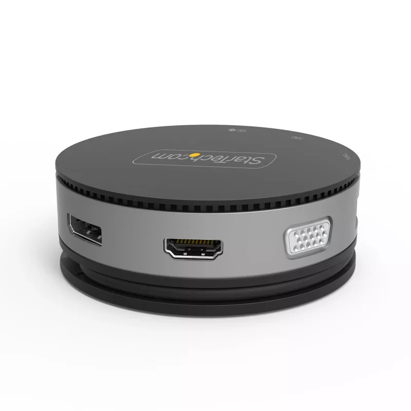 StarTech.com USB C daudzfunkciju adapteris - USB 3.1 Gen 2 10 Gbps Type-C mini dokotājs ar 4K 60 Hz HDMI/DisplayPort vai 1080p VGA - 75 W PD caurlaide, 3 portu USB centrmezgls, GbE - mobilā dokošanas stacija
