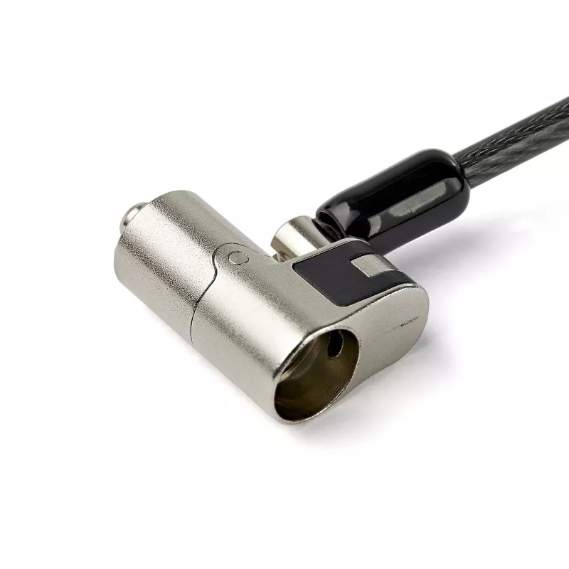 StarTech.com 6,5' (2m) 3-in-1 universālais klēpjdatora kabeļa bloķētājs – ar atslēgu klēpjdatoram/galddatoram drošības kabeļa bloķētājs, saderīgs ar K-Slot, Nano un Wedge Slot datoru – pretzagšanas tērauda kabeļa bloķētājs ar atslēgām