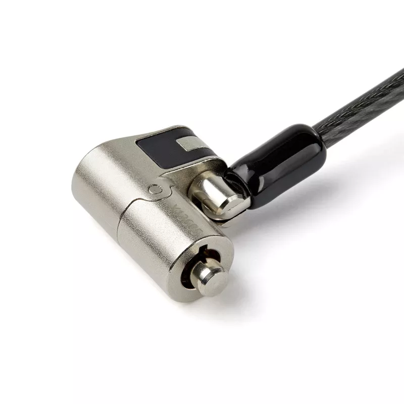 StarTech.com 6,5' (2m) 3-in-1 universālais klēpjdatora kabeļa bloķētājs – ar atslēgu klēpjdatoram/galddatoram drošības kabeļa bloķētājs, saderīgs ar K-Slot, Nano un Wedge Slot datoru – pretzagšanas tērauda kabeļa bloķētājs ar atslēgām