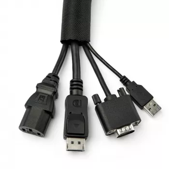 StarTech.com 15' (4.6m) Kabeļu pārvaldības uzmava - Elastīga satīta kabeļu aptīšanas uzmava - 1.0-1.5 collu diam. Paplašināma uzmava - Poliestera vadu organizētājs/aizsargs/slēpnis - Melna, apgriežama kabeļu organizētāja