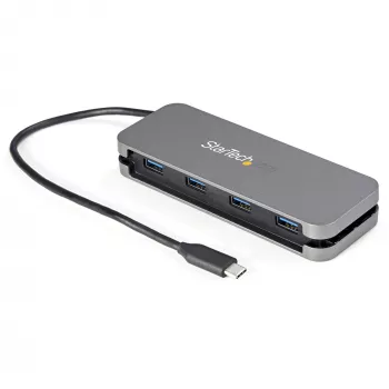 StarTech.com ~4 pieslēgvietu USB C centrmezgls - 4x USB-A - USB 3.0 Type-C centrmezgls - USB 3.2 Gen 1 (5Gbps) - ar kopni darbināms pārnēsājams USB-C uz USB-A adaptera klēpjdatora centrmezgls - 11,2 collu (28,5 cm) kabelis ar kabeļa pārvaldību