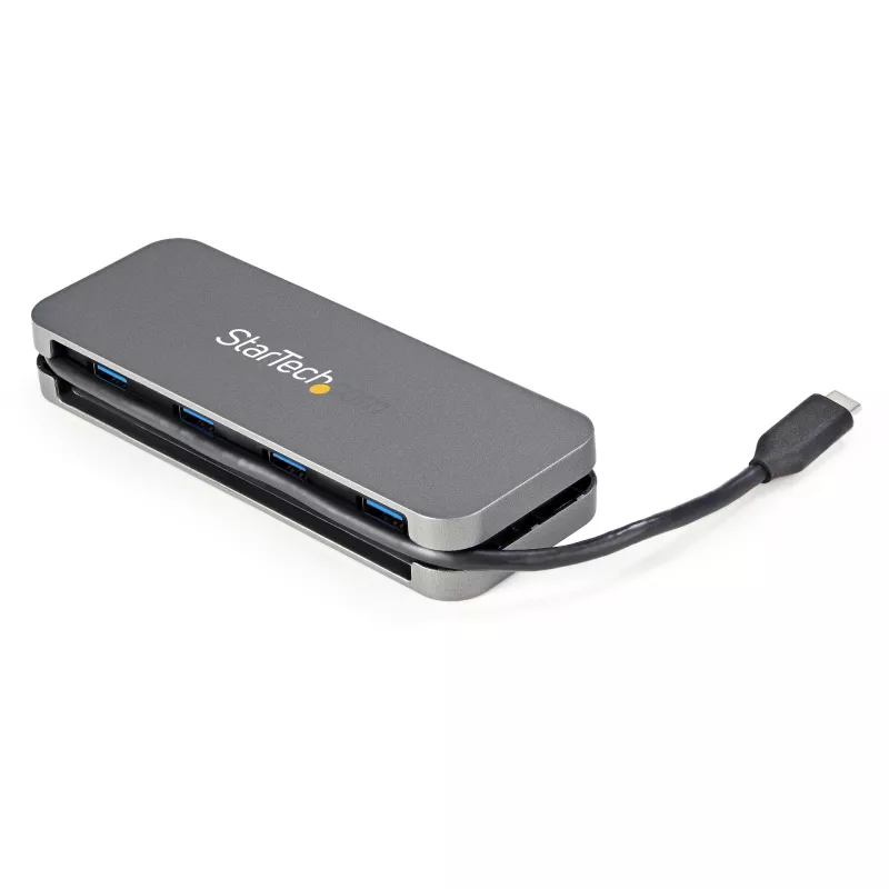 StarTech.com ~4 pieslēgvietu USB C centrmezgls - 4x USB-A - USB 3.0 Type-C centrmezgls - USB 3.2 Gen 1 (5Gbps) - ar kopni darbināms pārnēsājams USB-C uz USB-A adaptera klēpjdatora centrmezgls - 11,2 collu (28,5 cm) kabelis ar kabeļa pārvaldību