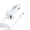 StarTech.com Lightning automašīnas lādētājs ar spirālveida kabeli, 1m spirālveida Lightning kabelis, 12W, balts, 2 portu USB automašīnas lādētāja adapteris tālruņiem un planšetdatoriem, dubultā USB automašīnas iPhone lādētājs