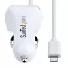 StarTech.com Lightning automašīnas lādētājs ar spirālveida kabeli, 1m spirālveida Lightning kabelis, 12W, balts, 2 portu USB automašīnas lādētāja adapteris tālruņiem un planšetdatoriem, dubultā USB automašīnas iPhone lādētājs