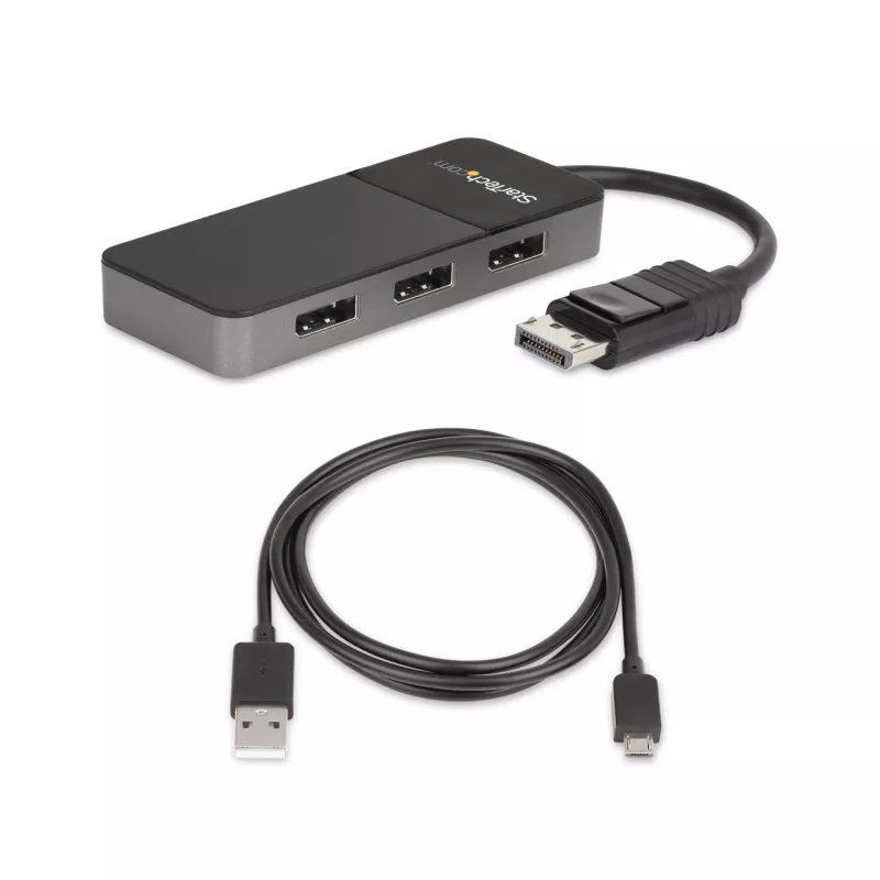 StarTech.com 3 Port Multi Monitor Adapter - DisplayPort 1.4 to 3x 4K DisplayPort Video Splitter - Dual or Triple 4K - Laptop/Desktop DisplayPort MST Hub for Multiple Monitors - For Windows PCs Only