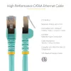 StarTech.com 1,5m CAT6a Ethernet kabelis - 10 Gigabit ekranēts nesaaķējošs RJ45 100W PoE ielāpu vads - 10GbE STP tīkla kabelis ar stiepes samazinājumu - Aqua krāsā, individuāli testēts/vadi ir UL sertificēti/TIA