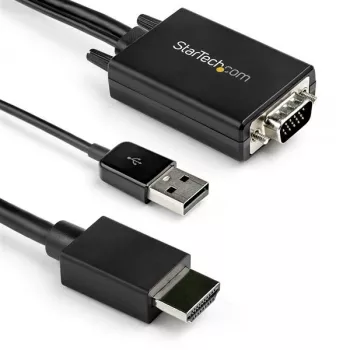 StarTech.com 2 m VGA–HDMI pārveidotāja kabelis ar USB audio atbalstu un barošanu – analogais–digitālais video adaptera kabelis VGA datora pievienošanai HDMI displejam – 1080p vīriešu–vīriešu monitora kabelis