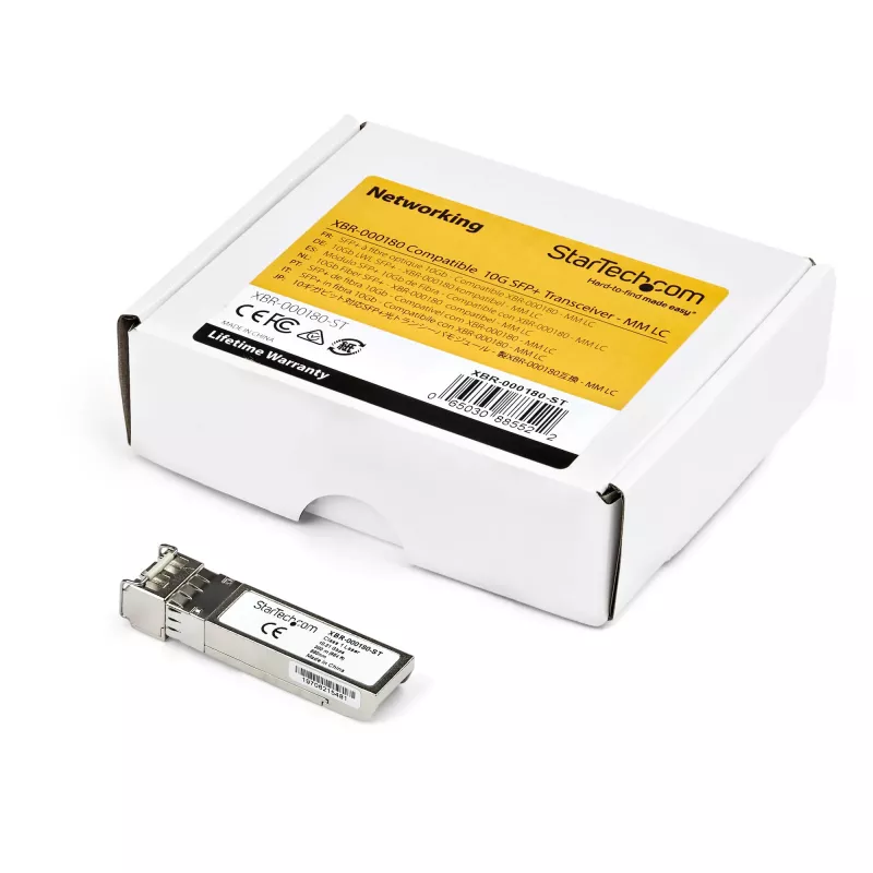 StarTech.com Brocade 10G-SFPP-SR saderīgs SFP+ modulis - 10GBASE-SR - 10GbE daudzmodu šķiedras MMF optiskais raiduztvērējs - 10GE gigabitu Ethernet SFP+ - LC 200m - 850nm - DDM