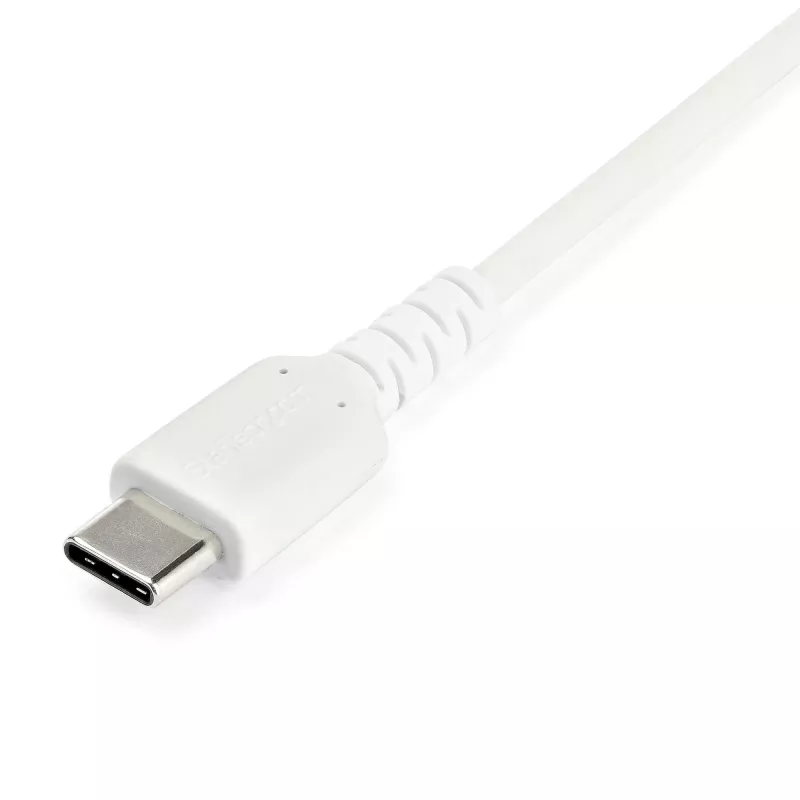 StarTech.com 1m USB A uz USB C uzlādes kabelis - Izturīgs ātrai uzlādei un sinhronizācijai USB 2.0 uz USB C tipa datu vads - Stingrs TPE apvalks aramīda šķiedra V/V 3A Balts - Samsung S10, iPad Pro, Pixel