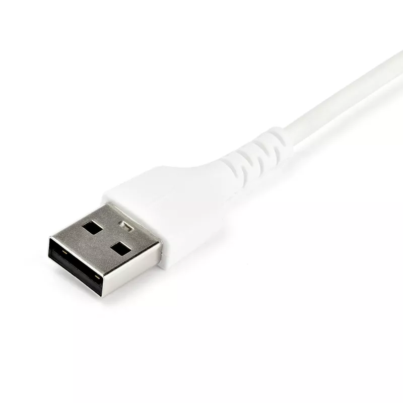 StarTech.com 1m USB A uz USB C uzlādes kabelis - Izturīgs ātrai uzlādei un sinhronizācijai USB 2.0 uz USB C tipa datu vads - Stingrs TPE apvalks aramīda šķiedra V/V 3A Balts - Samsung S10, iPad Pro, Pixel