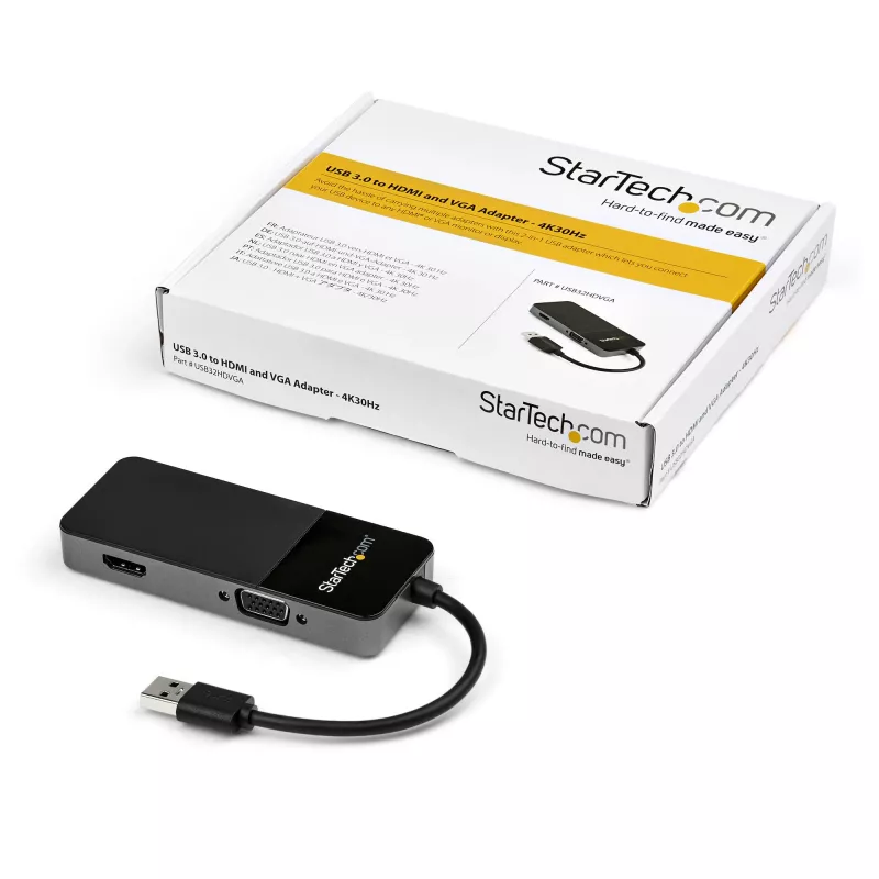 StarTech.com USB 3.0 uz HDMI un VGA adapteris — 4K/1080p USB Type-A divu monitoru multi-ports adapteris-pārveidotājs — ārējā video grafiskā karte vairākiem ekrāniem — vairāku displeju USB adapteris