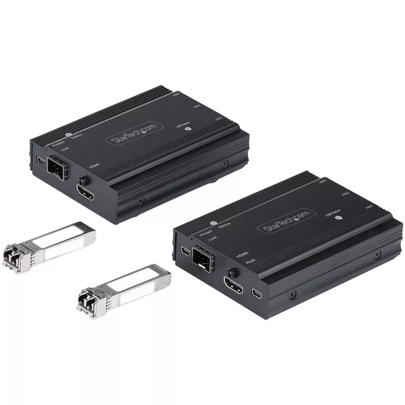 StarTech.com 4K HDMI KVM pagarinātājs pa optisko šķiedru - HDMI Video & USB attālā KVM pārslēdzēja/ konsoles pagarinātājs - līdz 984 pēdām/300m (daudzrežīmu) - 2x 10G MMF SFP+ moduļi - KVM pagarināšanas komplekts (TX/RX)