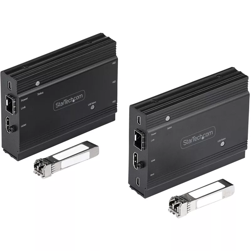StarTech.com 4K HDMI KVM pagarinātājs pa optisko šķiedru - HDMI Video & USB attālā KVM pārslēdzēja/ konsoles pagarinātājs - līdz 984 pēdām/300m (daudzrežīmu) - 2x 10G MMF SFP+ moduļi - KVM pagarināšanas komplekts (TX/RX)