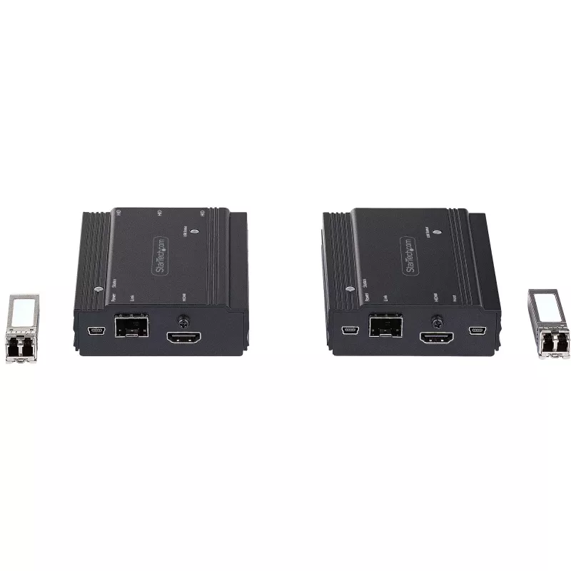 StarTech.com 4K HDMI KVM pagarinātājs pa optisko šķiedru - HDMI Video & USB attālā KVM pārslēdzēja/ konsoles pagarinātājs - līdz 984 pēdām/300m (daudzrežīmu) - 2x 10G MMF SFP+ moduļi - KVM pagarināšanas komplekts (TX/RX)