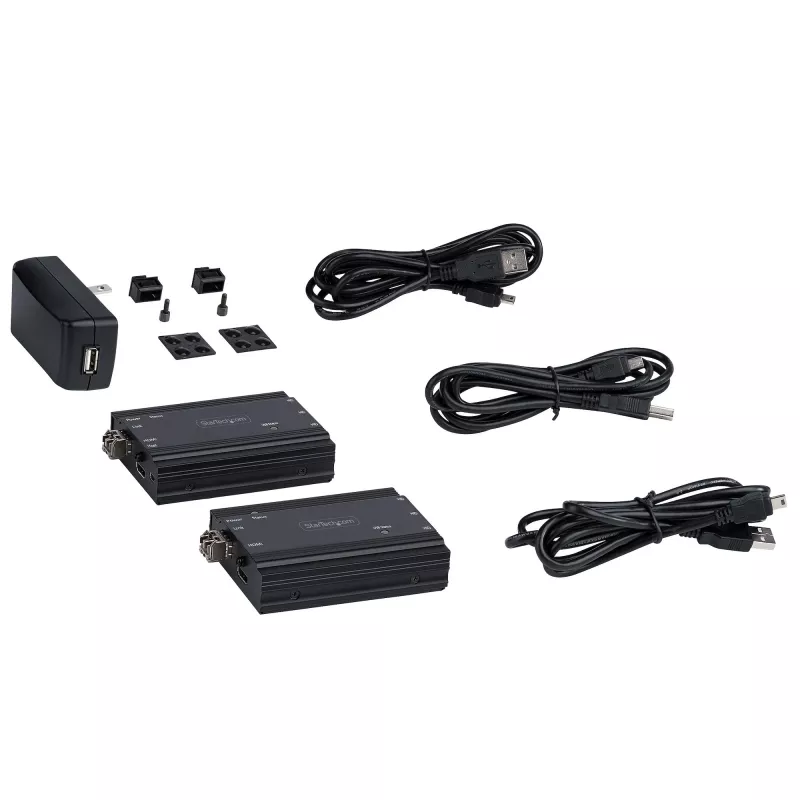 StarTech.com 4K HDMI KVM pagarinātājs pa optisko šķiedru - HDMI Video & USB attālā KVM pārslēdzēja/ konsoles pagarinātājs - līdz 984 pēdām/300m (daudzrežīmu) - 2x 10G MMF SFP+ moduļi - KVM pagarināšanas komplekts (TX/RX)