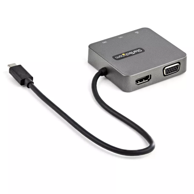 StarTech.com USB-C daudzfunkciju adapteris - USB 3.1 Gen 2 Type-C mini dokstacija - USB-C uz 4K HDMI vai 1080p VGA video - 10Gbps USB-A USB-C, GbE - pārnēsājama ceļojumu klēpjdatora dokstacija - darbojas ar Thunderbolt 3