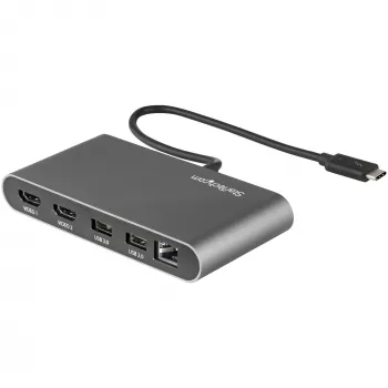 StarTech.com Dual-Monitor Thunderbolt Mini Dock, 4K 60Hz HDMI, bezvadu dokstacija operētājsistēmām Windows un Mac, Gigabit Ethernet, 1 x USB 5Gbps un 1x USB 2.0, 11 collu (28 cm) kabelis