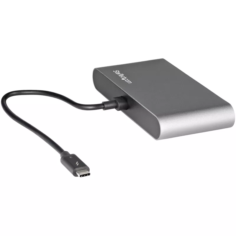 StarTech.com Dual-Monitor Thunderbolt Mini Dock, 4K 60Hz HDMI, bezvadu dokstacija operētājsistēmām Windows un Mac, Gigabit Ethernet, 1 x USB 5Gbps un 1x USB 2.0, 11 collu (28 cm) kabelis
