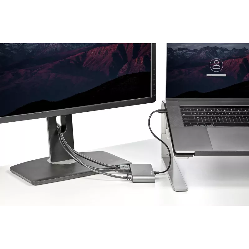 StarTech.com Dual-Monitor Thunderbolt Mini Dock, 4K 60Hz HDMI, bezvadu dokstacija operētājsistēmām Windows un Mac, Gigabit Ethernet, 1 x USB 5Gbps un 1x USB 2.0, 11 collu (28 cm) kabelis