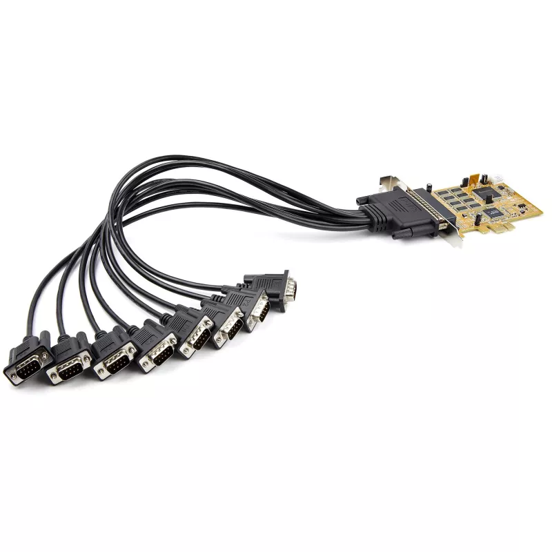 StarTech.com 8 portu PCI Express RS232 seriālais adapteris, PCIe RS232 seriālā karte, 16C1050 UART, daudzportu seriālais DB9 kontrolieris/paplašināšanas karte, 15 kV ESD aizsardzība, tikai Windows — TAA
