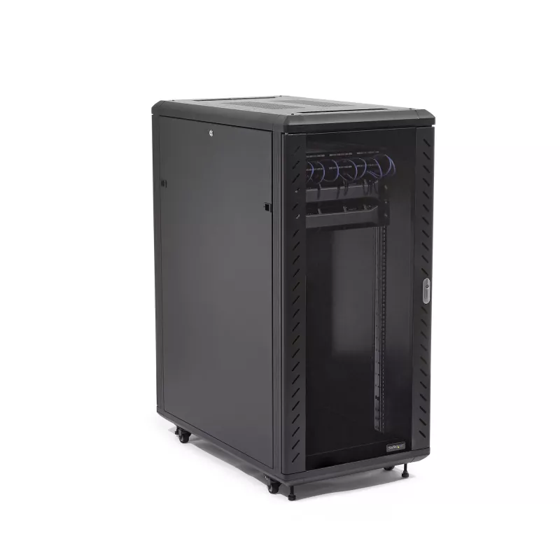 StarTech.com 4-stabu 32U serveru statīva skapis, bloķējams 19 collu datu statīva skapis datoru / AV / IT aprīkojumam, biroja / mājas tīkla statīvs ar ritentiņiem un regulējamām montāžas sliedēm