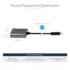 StarTech.com USB-C uz DVI adapteris - 1920x1200p USB-C uz DVI-D adaptera pārveidotājs - USB Type-C uz DVI Displejs/Monitors - Video pārveidotājs - Thunderbolt 3 saderīgs - 12 collu garš pievienots kabelis - Uzlabotā CDP2DVI versija
