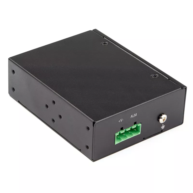 StarTech.com PoE+ rūpnieciskais optiskās šķiedras–Ethernet multivides pārveidotājs 60 W — SFP uz RJ45 — vienmoda/daudzmodu optiskā šķiedra uz vara Gigabit Ethernet — kompakts izmērs — IP30 / -40 līdz +75 °C