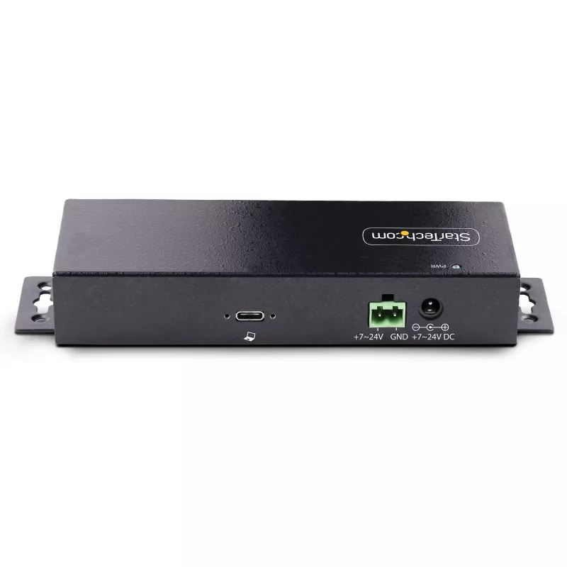 StarTech.com 7 portu industriālais USB 10 Gbps centrmezgls ar strāvas adapteri, metāla, montējams, 5x USB-A un 2x USB-C pakārtotie porti, ESD aizsardzība, darbināms USB centrmezgls, TAA