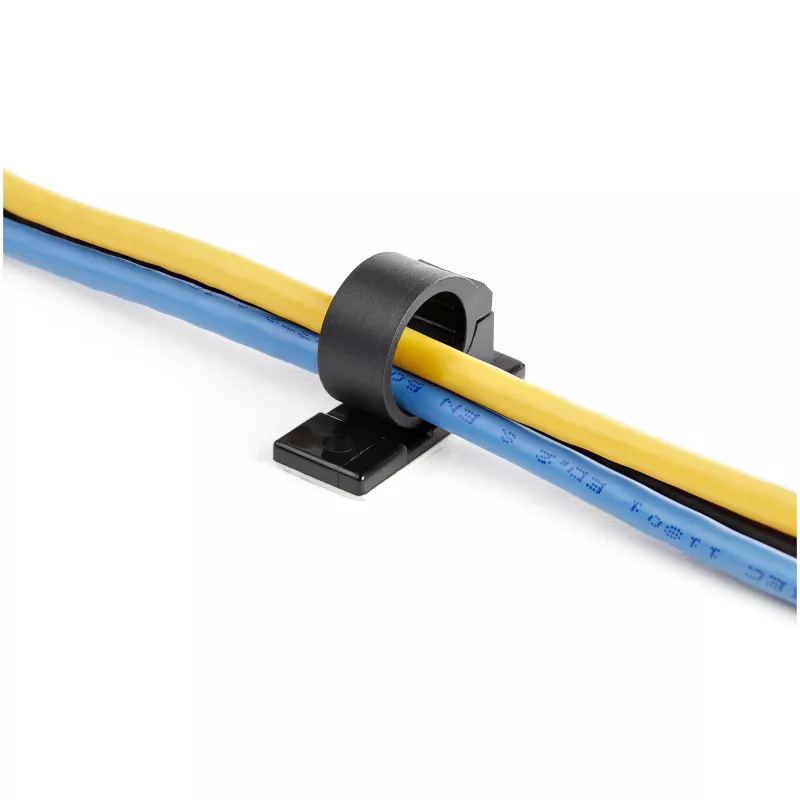 StarTech.com 100 Adhesive kabeļu pārvaldības skavas Melns - tīkls/Ethernet/Office Desk/Computer Cord Organizer - Sticky kabelis/Wire Holders - Nylon Self Adhesive Clamp UL/94V-2 Fire Rated