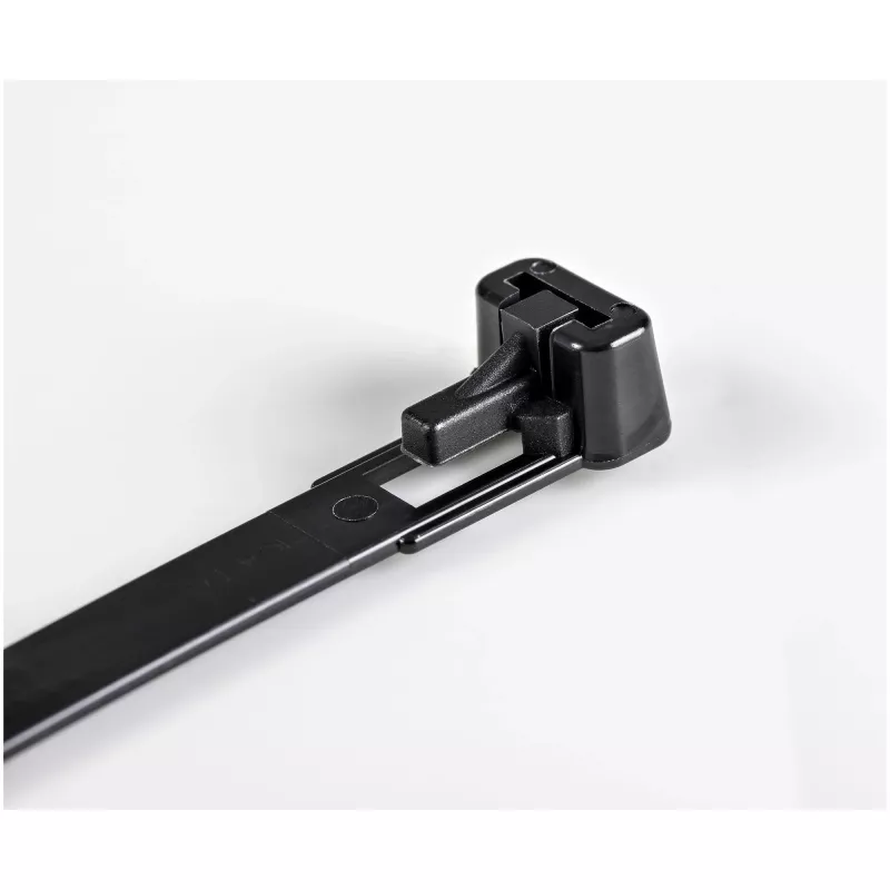 StarTech.com 5 collu (12 cm) atkārtoti lietojamas kabeļu saites — 1/4 collas (7 mm) platas, 1-1/8 collas (30 mm) saišķa diametrs, 50 mārciņas (22 kg) stiepes izturība, atsprādzējamas neilona saites, iekštelpām/ārtelpām, 94 V-2/UL sarakstā, 100 gab. iepakojumā — melnas
