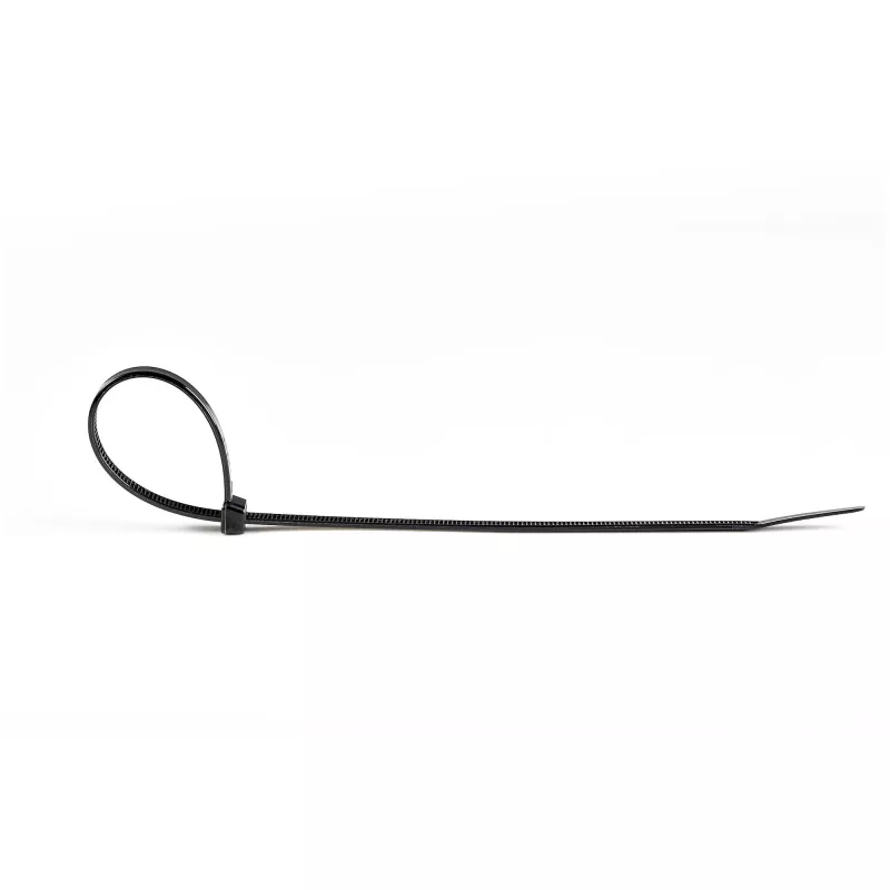 StarTech.com 10 collu (25 cm) kabeļu saites - 1/8 collas (4 mm) platas, 2-5/8 collu (68 mm) saišķa diametrs, 50 mārciņu (22 kg) stiepes izturība, neilona pašbloķējošas rāvējslēdzēja saites ar izliektu galu - 94V-2/UL sarakstā, 100 gab. iepakojums - melnas