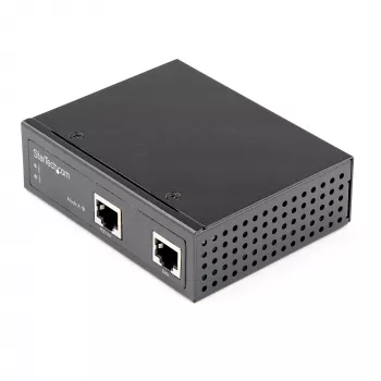 StarTech.com Industrial Gigabit Ethernet PoE inžektors - 30 W 802.3at PoE+ viduspunkts 48V-56VDC DIN sliedes Power over Ethernet inžektora adapteris - -40°C līdz +75°C kamerām/sensoriem/WiFi piekļuvei
