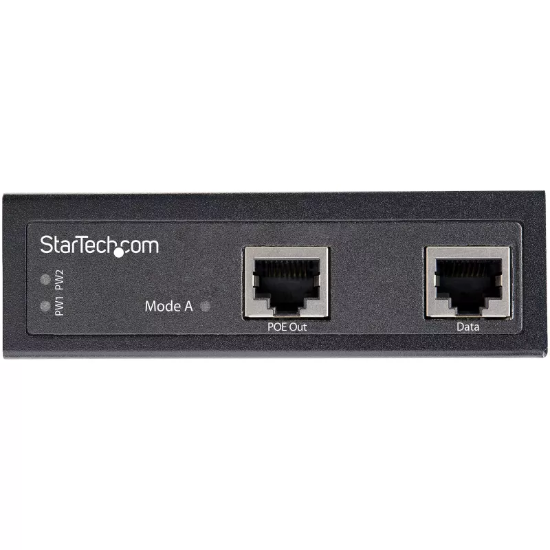 StarTech.com Industrial Gigabit Ethernet PoE inžektors - 30 W 802.3at PoE+ viduspunkts 48V-56VDC DIN sliedes Power over Ethernet inžektora adapteris - -40°C līdz +75°C kamerām/sensoriem/WiFi piekļuvei