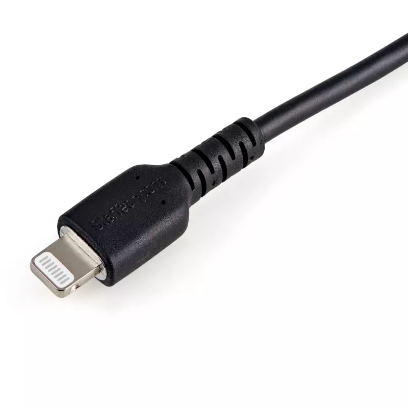 StarTech.com 12 collu (30 cm) izturīgs, melns USB-A – Lightning kabelis – pastiprinātas izturības, raupjš, ar aramīda šķiedru, USB Type A – Lightning lādētāja/sinhronizācijas strāvas vads – Apple MFi sertificēts iPad/iPhone 12