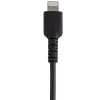 StarTech.com 12 collu (30 cm) izturīgs, melns USB-A – Lightning kabelis – pastiprinātas izturības, raupjš, ar aramīda šķiedru, USB Type A – Lightning lādētāja/sinhronizācijas strāvas vads – Apple MFi sertificēts iPad/iPhone 12