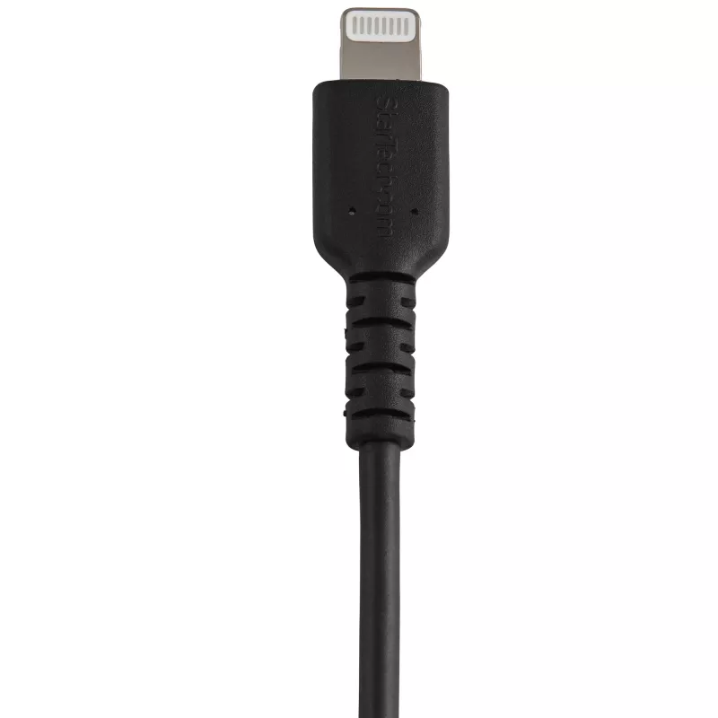 StarTech.com 12 collu (30 cm) izturīgs, melns USB-A – Lightning kabelis – pastiprinātas izturības, raupjš, ar aramīda šķiedru, USB Type A – Lightning lādētāja/sinhronizācijas strāvas vads – Apple MFi sertificēts iPad/iPhone 12