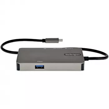 StarTech.com USB-C daudzportu adapteris - USB-C uz 4K 30Hz HDMI vai 1080p VGA - USB Type-C mini dokotājs ar 100W jaudas piegādes caurlaidi, 3 portu USB centrmezgls 5Gbps, GbE - 12 collu (30cm) pievienots kabelis