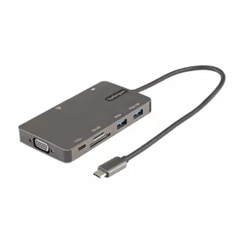 StarTech.com USB C daudzportu adapteris - HDMI 4K 30Hz vai VGA ceļojumu dokstacija - 5Gbps USB 3.0 centrmezgls (USB A / USB C porti) - 100W strāvas padeve - SD/microSD - GbE - 30cm kabelis - USB C mini dokstacija