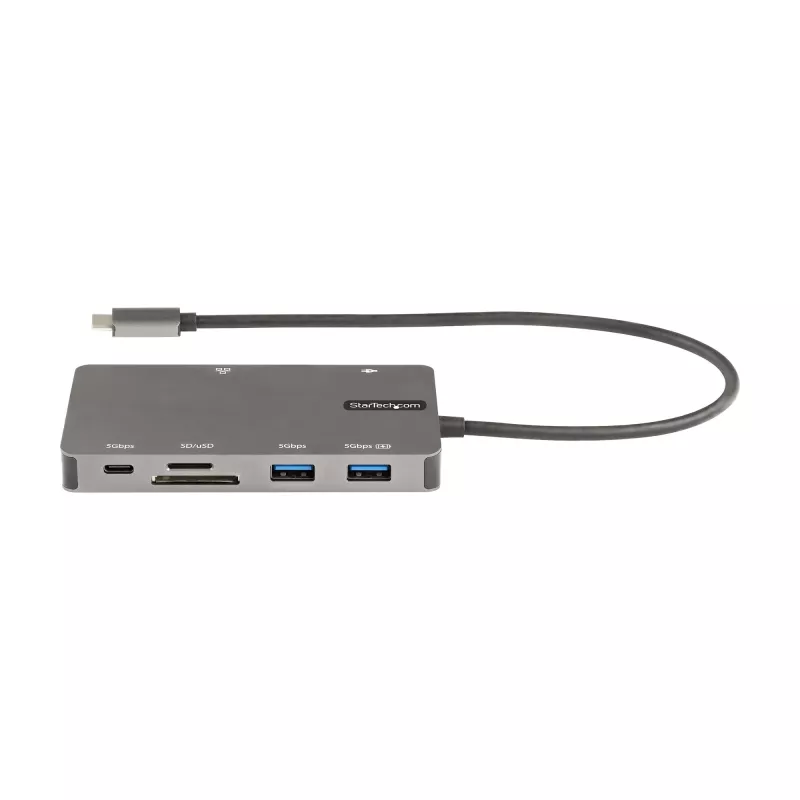 StarTech.com USB C daudzportu adapteris - HDMI 4K 30Hz vai VGA ceļojumu dokstacija - 5Gbps USB 3.0 centrmezgls (USB A / USB C porti) - 100W strāvas padeve - SD/microSD - GbE - 30cm kabelis - USB C mini dokstacija