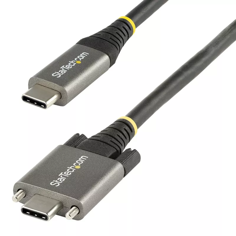 StarTech.com 20 collu (50 cm) sānu skrūvju bloķēšanas USB-C kabelis 10 Gbit/s - USB 3.1/3.2 Gen 2 Type-C kabelis - 100 W (5 A) jaudas piegādes uzlāde, DP Alt režīms - divkārša skrūvju bloķēšana - USB-C vads uzlādei/sinhronizācijai