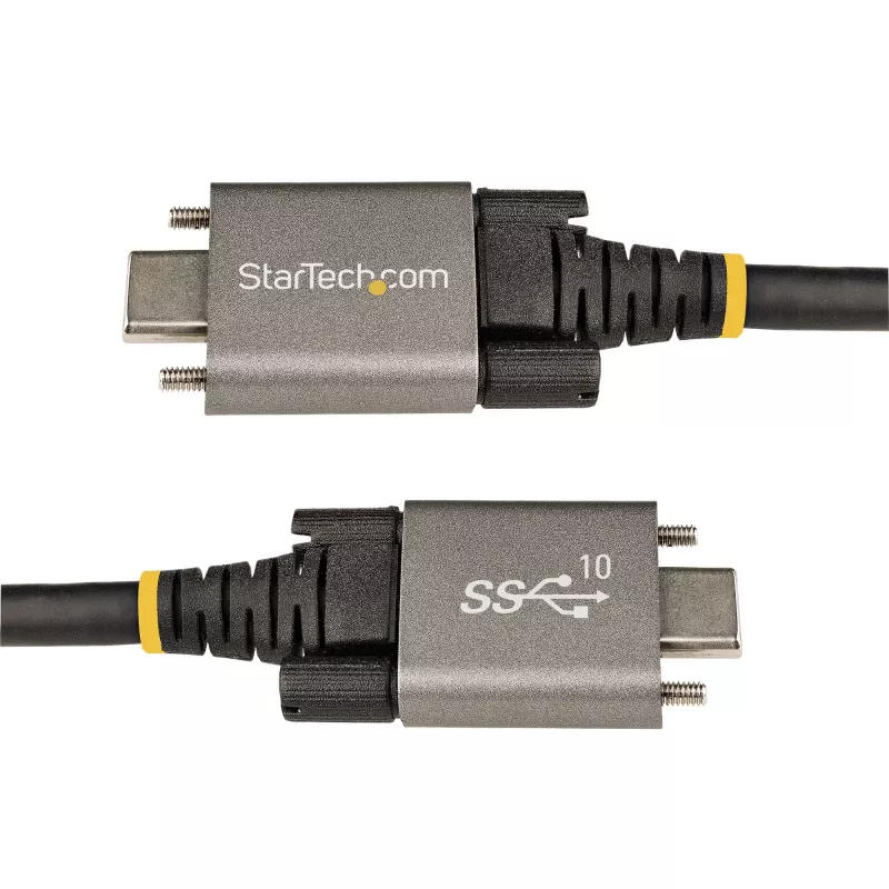 StarTech.com 20 collu (50 cm) sānu skrūvju bloķēšanas USB-C kabelis 10 Gbit/s - USB 3.1/3.2 Gen 2 Type-C kabelis - 100 W (5 A) jaudas piegādes uzlāde, DP Alt režīms - divkārša skrūvju bloķēšana - USB-C vads uzlādei/sinhronizācijai