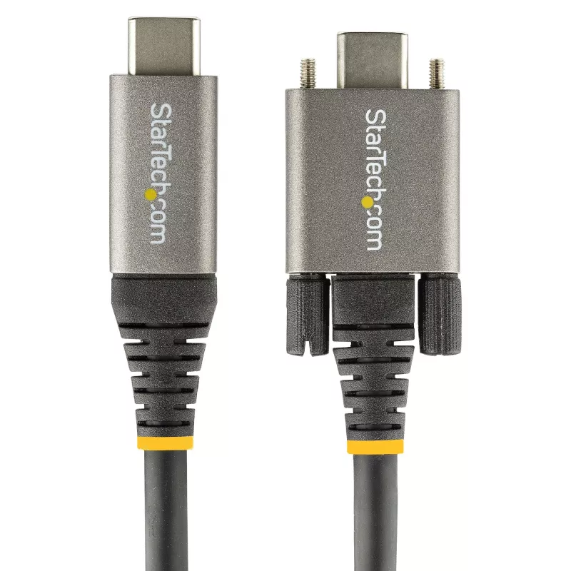 StarTech.com 20 collu (50 cm) sānu skrūvju bloķēšanas USB-C kabelis 10 Gbit/s - USB 3.1/3.2 Gen 2 Type-C kabelis - 100 W (5 A) jaudas piegādes uzlāde, DP Alt režīms - divkārša skrūvju bloķēšana - USB-C vads uzlādei/sinhronizācijai