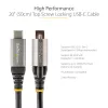 StarTech.com 20 collu (50 cm) augšējās skrūves fiksējošs USB C kabelis 10 Gbps - USB 3.1/3.2 Gen 2 Type-C kabelis - 100 W (5 A) Power Delivery uzlāde, DP Alt Mode - viena skrūves fiksācija, USB-C vads uzlādei/sinhronizācijai