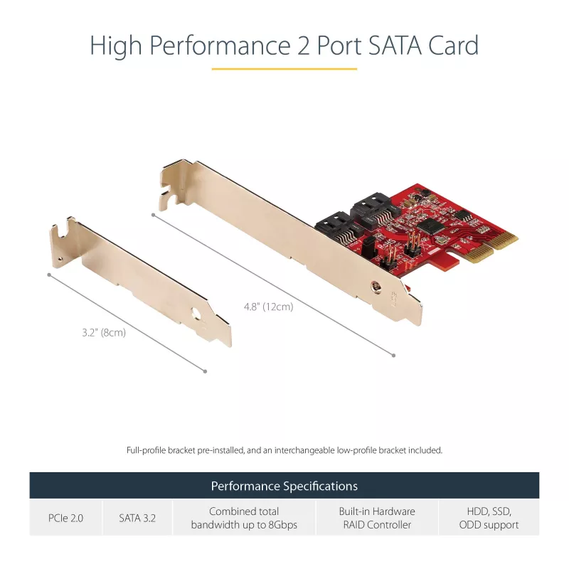 StarTech.com SATA PCIe karte - 2 pieslēgvietu PCIe SATA paplašināšanas karte - 6Gbps - pilna/zema profila - PCI Express uz SATA adapteris/kontrolieris - ASM1062R SATA RAID - PCIe uz SATA pārveidotājs