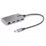 StarTech.com 3 portu USB centrmezgls ar Ethernet – 3x USB-A porti – Gigabit Ethernet (RJ-45) – USB 3.0 5 Gbps – ar kopnes barošanu – 1 pēdu/30 cm garš kabelis – pārnēsājams klēpjdatora USB centrmezgla adapteris ar GbE
