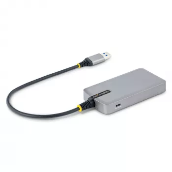 StarTech.com 3 portu USB centrmezgls ar Ethernet – 3x USB-A porti – Gigabit Ethernet (RJ-45) – USB 3.0 5 Gbps – ar kopnes barošanu – 1 pēdu/30 cm garš kabelis – pārnēsājams klēpjdatora USB centrmezgla adapteris ar GbE