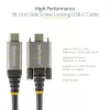 StarTech.com 0,9 m (1 m) sānu skrūvju fiksējošs USB C kabelis 10 Gbps – USB-IF sertificēts USB-C kabelis – USB 3.1/3.2 Gen 2 Type-C kabelis – 100 W (5 A) Power Delivery lādēšana, DP Alt režīms – divkārša skrūvju fiksācija – USB-C vads lādēšanai/sinhronizācijai