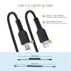 StarTech.com 1 m USB C–Lightning kabelis, MFi sertificēts, spirālveida iPhone lādētāja kabelis, melns, izturīgs TPE apvalks ar aramīda šķiedru, lieljaudas spirālveida Lightning kabelis